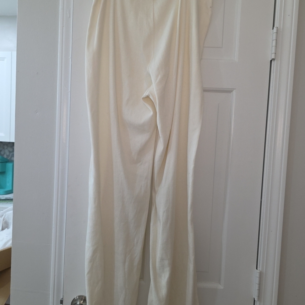 Skims Picat Ribbed Straight Leg Lounge Pajama Soft Pants Cream Bone XL - Picture 8 of 8